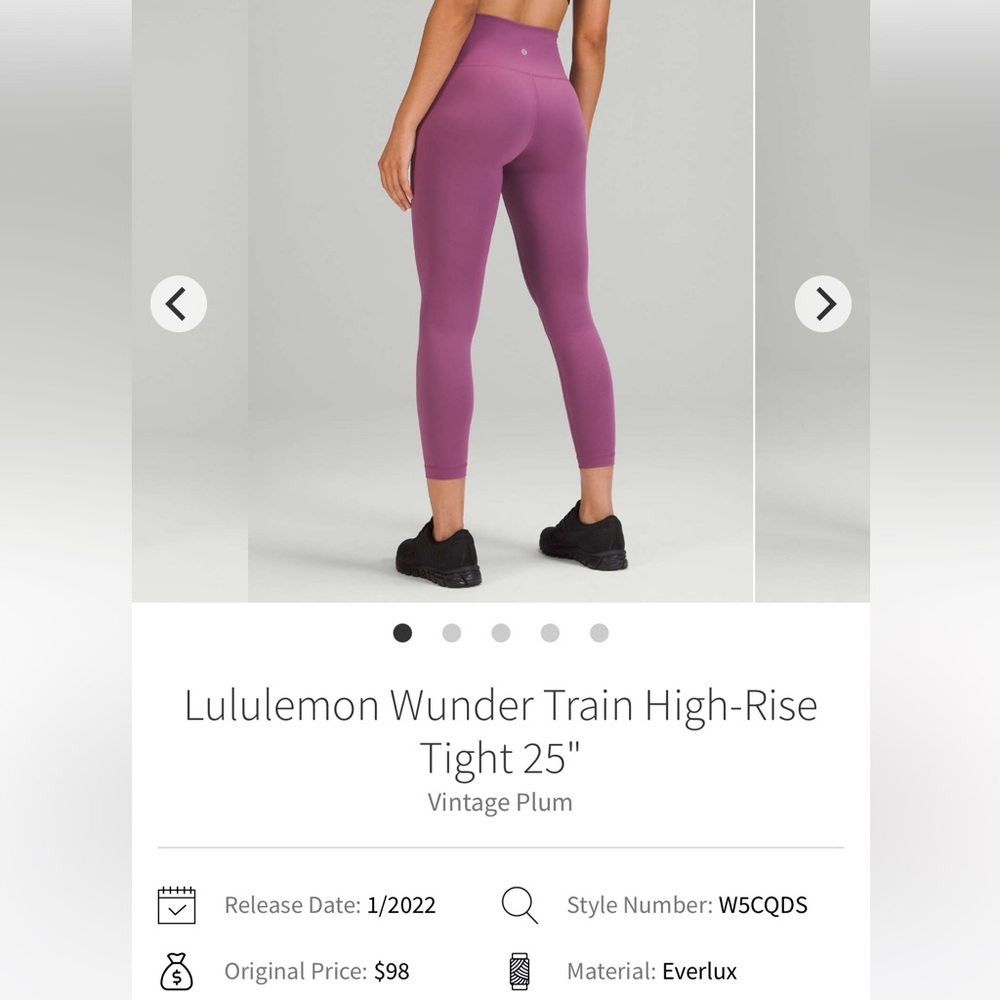 Lululemon Wunder Train 25in in Vintage Plum